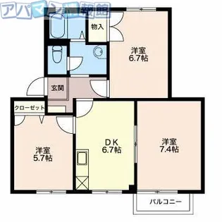ガーデンタウン城所C【1階】の間取り