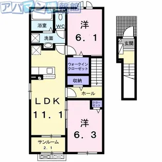 ランス B【2階】の間取り