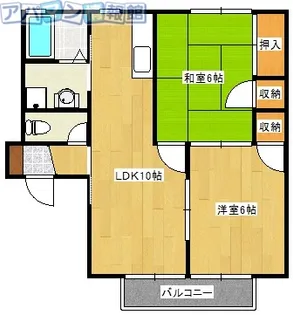 グランディールもえぎ野B【202号室】の間取り