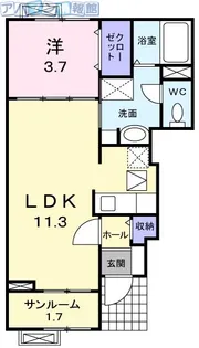 サニーフィールド【1階】の間取り