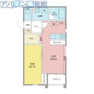LUNAレジデンス亀田駅前【103号室】の間取り
