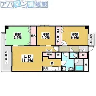 N-COURT【107号室】の間取り