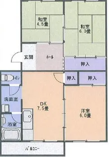 洛西東竹の里市営住宅【1号室】の間取り