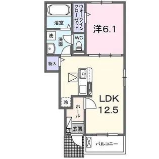 エスポワール下赤田【1階】の間取り