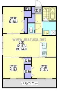 スカイコート下川東【205号室】の間取り