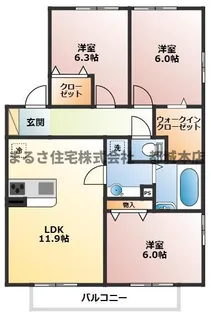 サンウィルコートⅡ【A203号室】の間取り