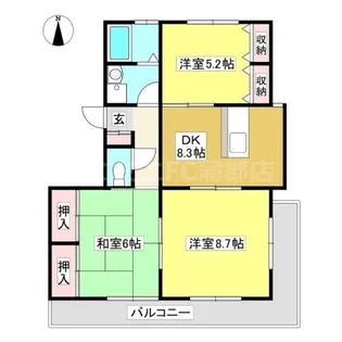 ファミーユ若葉【301号室】の間取り