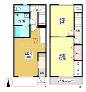 メゾネットあじさい【1階】の間取り