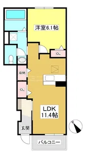 エレガンス岩堀【1階】の間取り