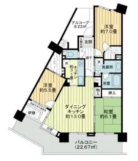 ライオンズシティお花茶屋【4階】の間取り