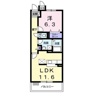 パレス宮戸【1階】の間取り