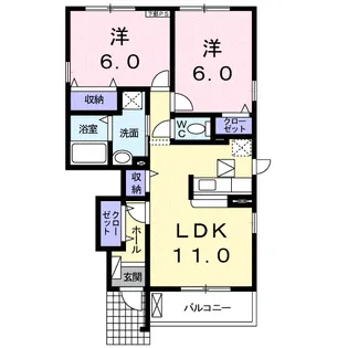 サウス・ブリッサB【1階】の間取り