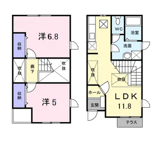 プリムヴェール【1階】の間取り