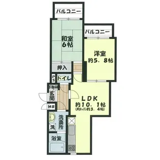 鶴瀬ビューパレー【108号室】の間取り