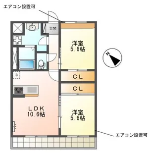 2LDKの間取り画像