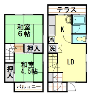 テラス岩沢【1号室】の間取り