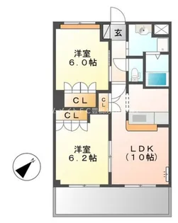 2LDKの間取り画像