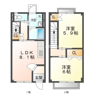 ハートブランシェA【2号室】の間取り