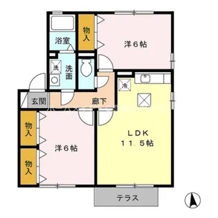 グリーンパーク北側【101号室】の間取り