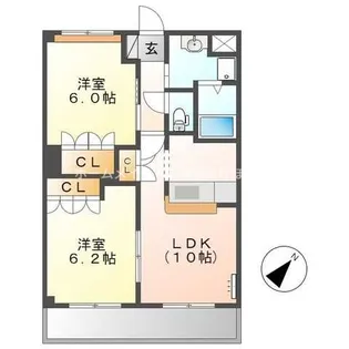 2LDKの間取り画像