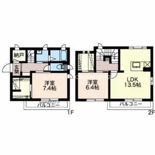 愛知県豊橋市大井町【テラスハウス】の間取り