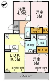 カーサ フェリーチェ C棟【2階】の間取り