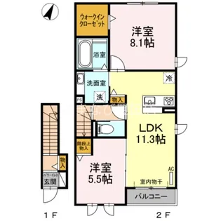 草々庭ハウス A棟【2階】の間取り