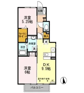 クリーンリバー小坂【1階】の間取り