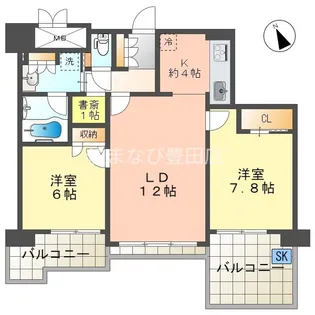 ゼスタ浄水駅前【5階】の間取り
