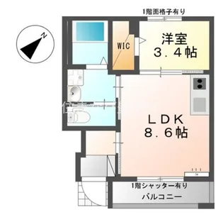 フリーダム天王【1階】の間取り
