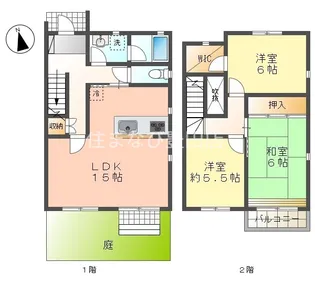 タウン三好ヶ丘D棟【D1号室】の間取り