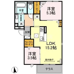 フルール B棟【1階】の間取り