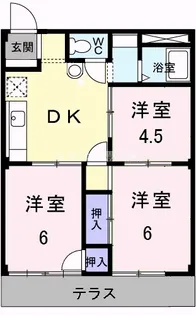 コーポラスタウン白鳥D【1階】の間取り