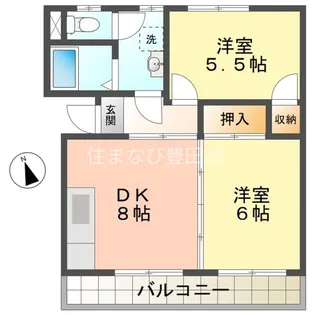 ハイツ朝日ヶ丘 B棟【205号室】の間取り