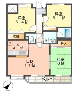 シャロン山之手【6階】の間取り