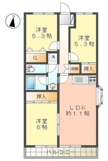 グランパス下林【5階】の間取り