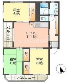 レーベン美里【1階】の間取り