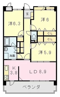 コンフォート園原【3階】の間取り