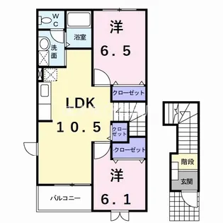 ウエストヒルズ壱番館【2階】の間取り