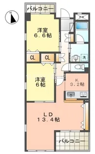 リジェールB【2階】の間取り