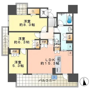 リフローレ豊田十塚【6階】の間取り