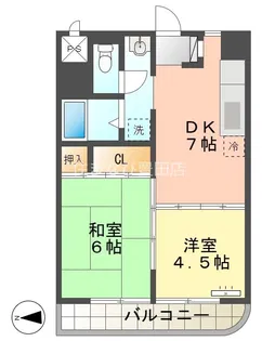 ハピネス山之手【102号室】の間取り