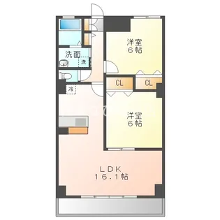 2LDKの間取り画像