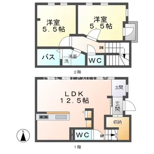 2LDKの間取り画像