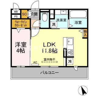 D−スクエア牛田【3階】の間取り