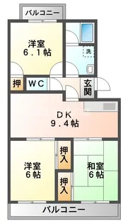 グランドハイツ谷田【4階】の間取り