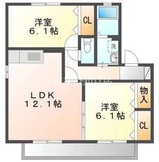 2LDKの間取り画像