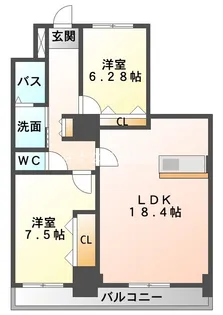 2LDKの間取り画像