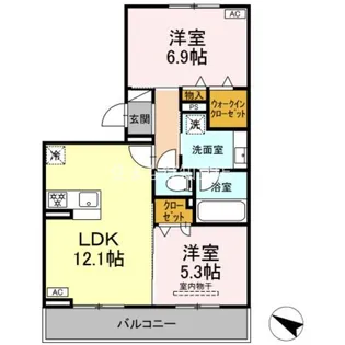 シャンテ フルール【201号室】の間取り