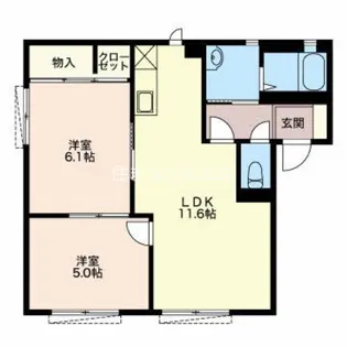 フラット大山【1階】の間取り